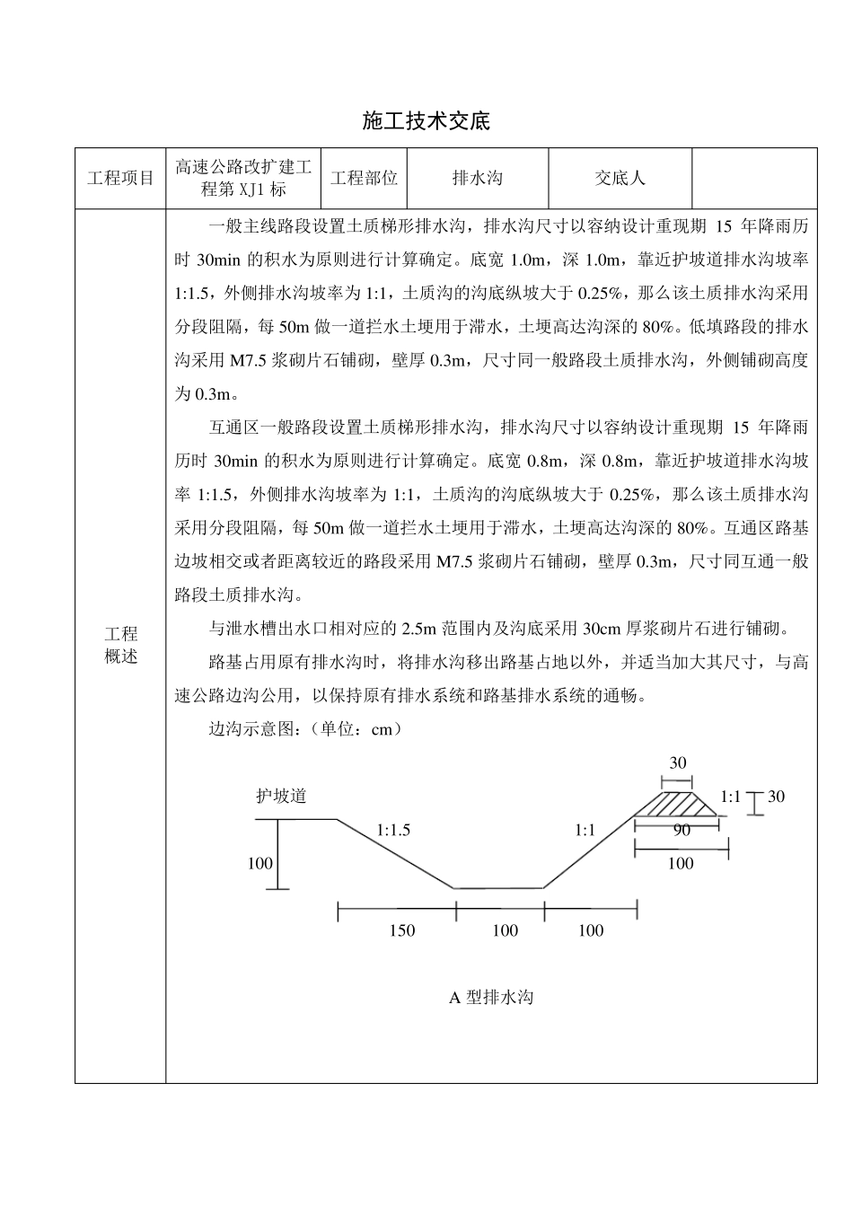 排水沟施工技术交底_第1页
