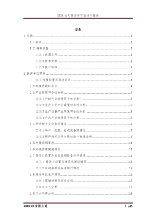 排污许可技术报告模板