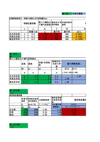 排烟口最大排烟量计算表20190309