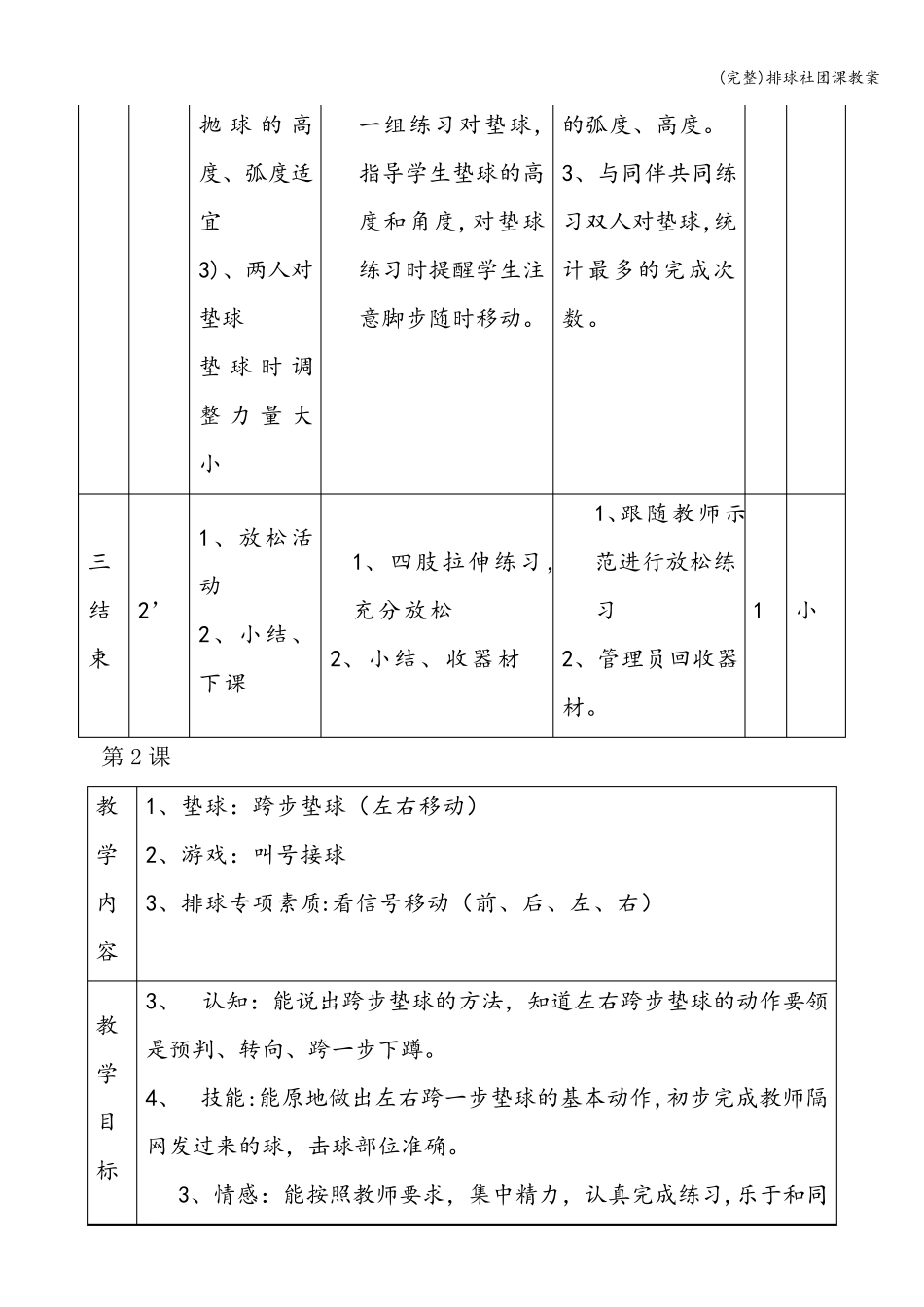 排球社团课教案_第2页