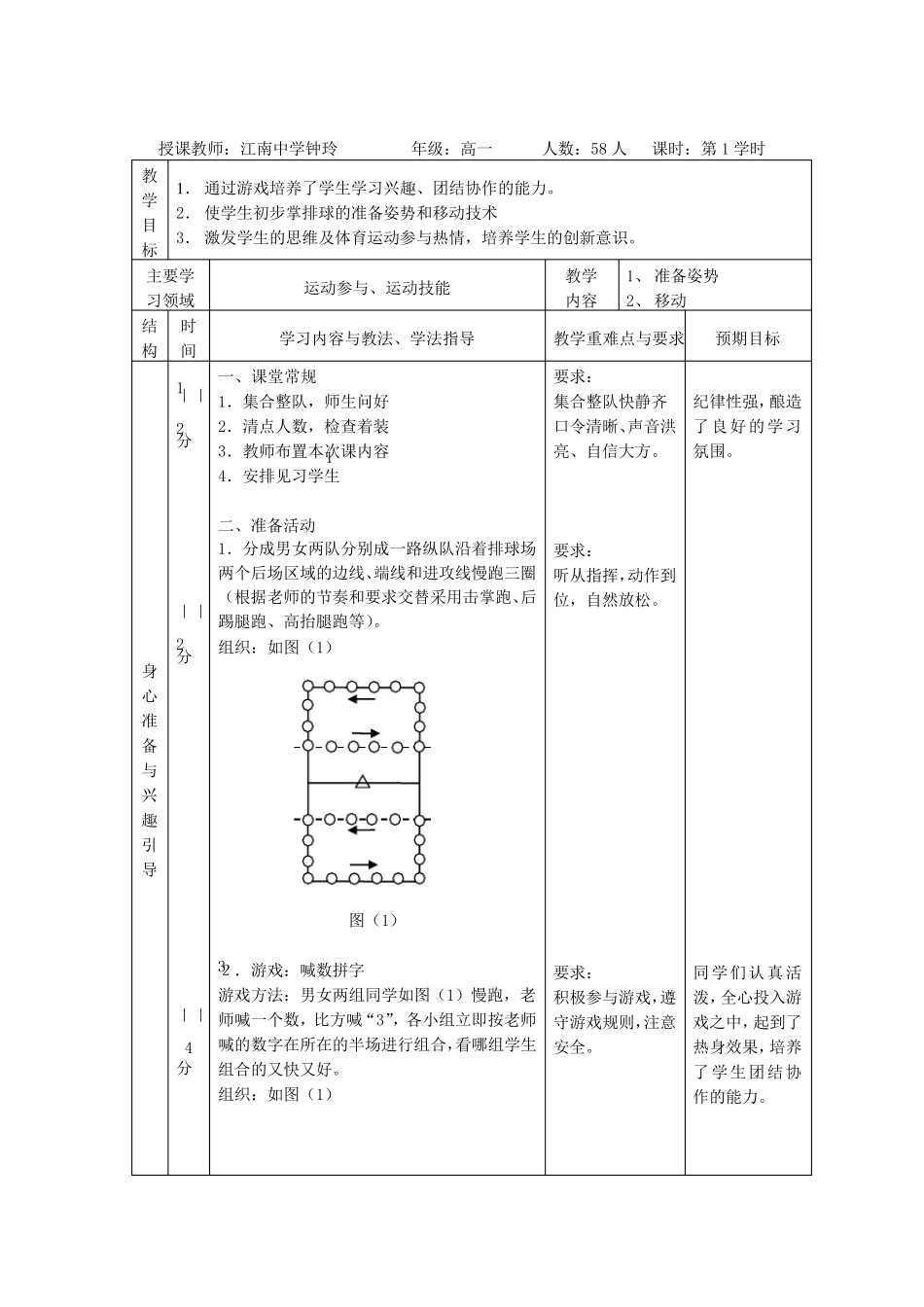 排球运动单元计划及教案_第3页