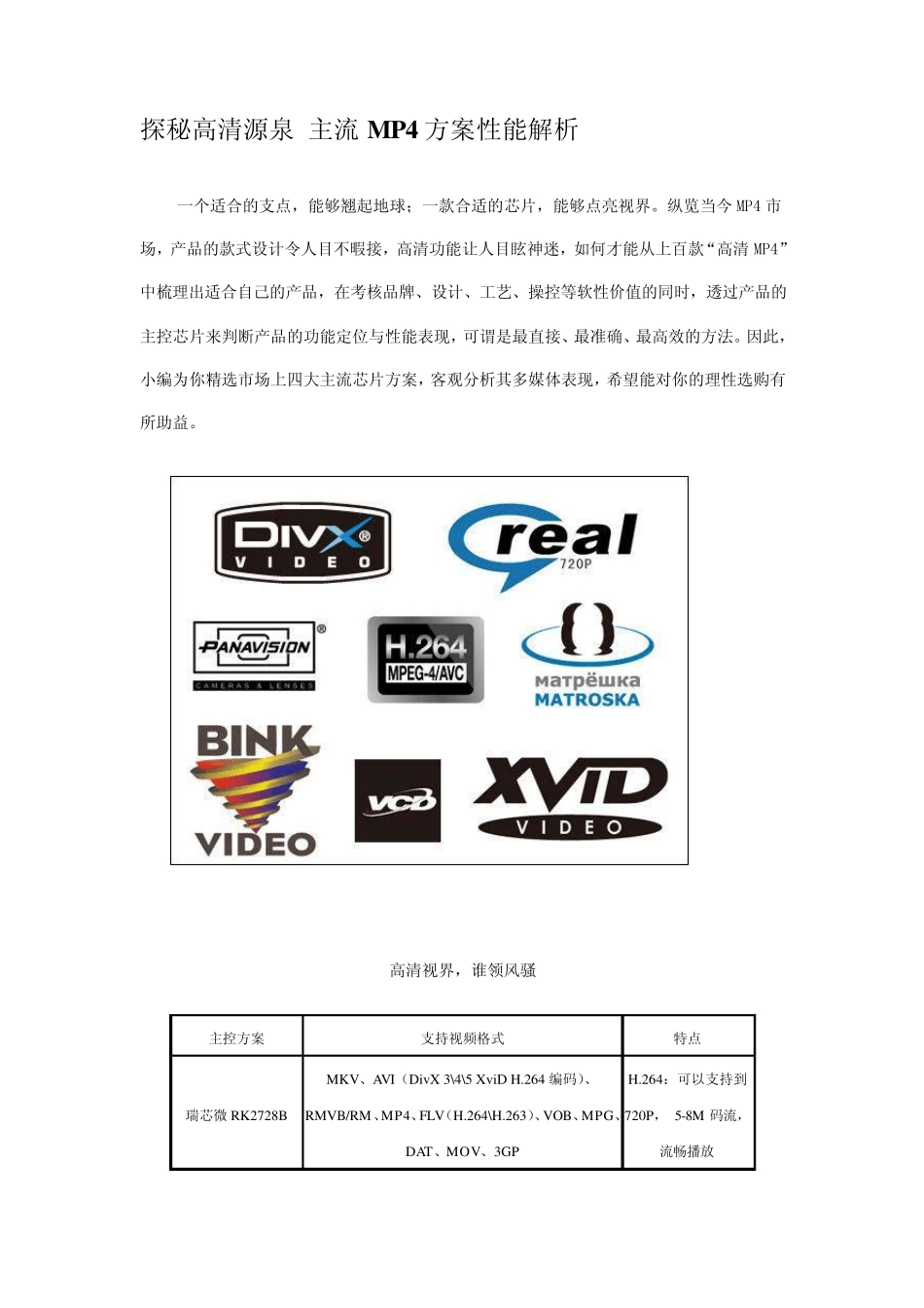 探秘高清源泉主流MP4方案性能解析_第1页