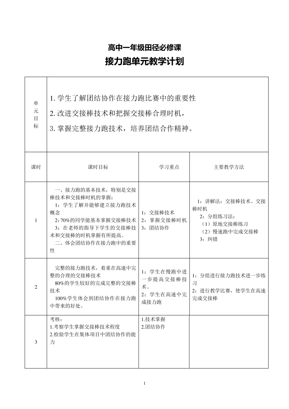 接力跑单元教学计划_第2页