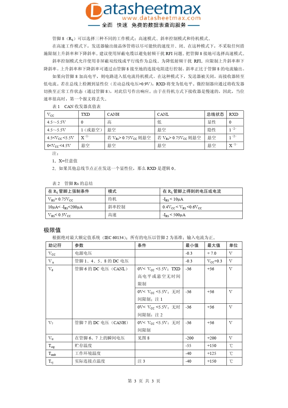 接口技术PCA82C25124V系统的CAN收发器_第3页