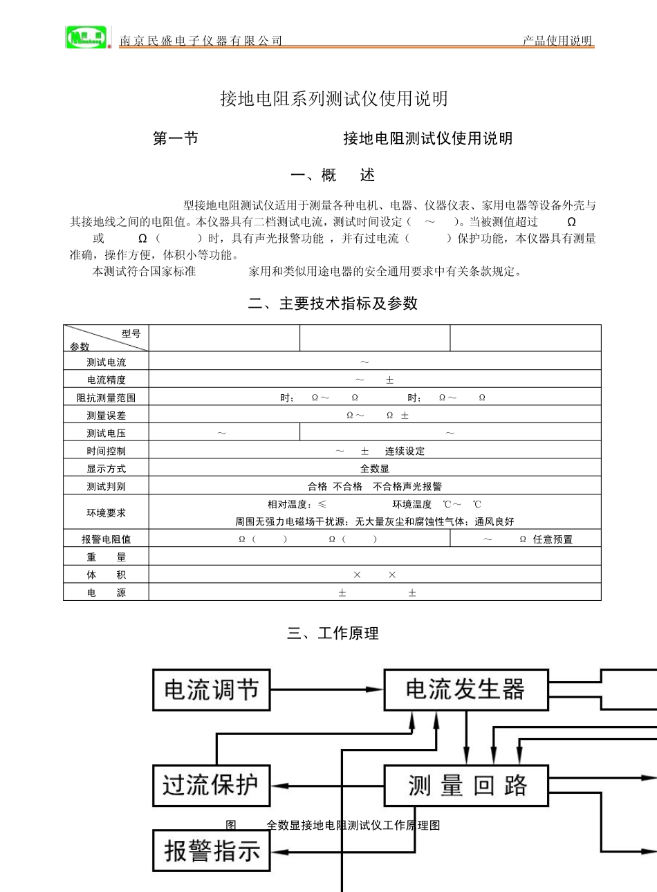 接地电阻测试仪系列说明书(普通类)_第1页