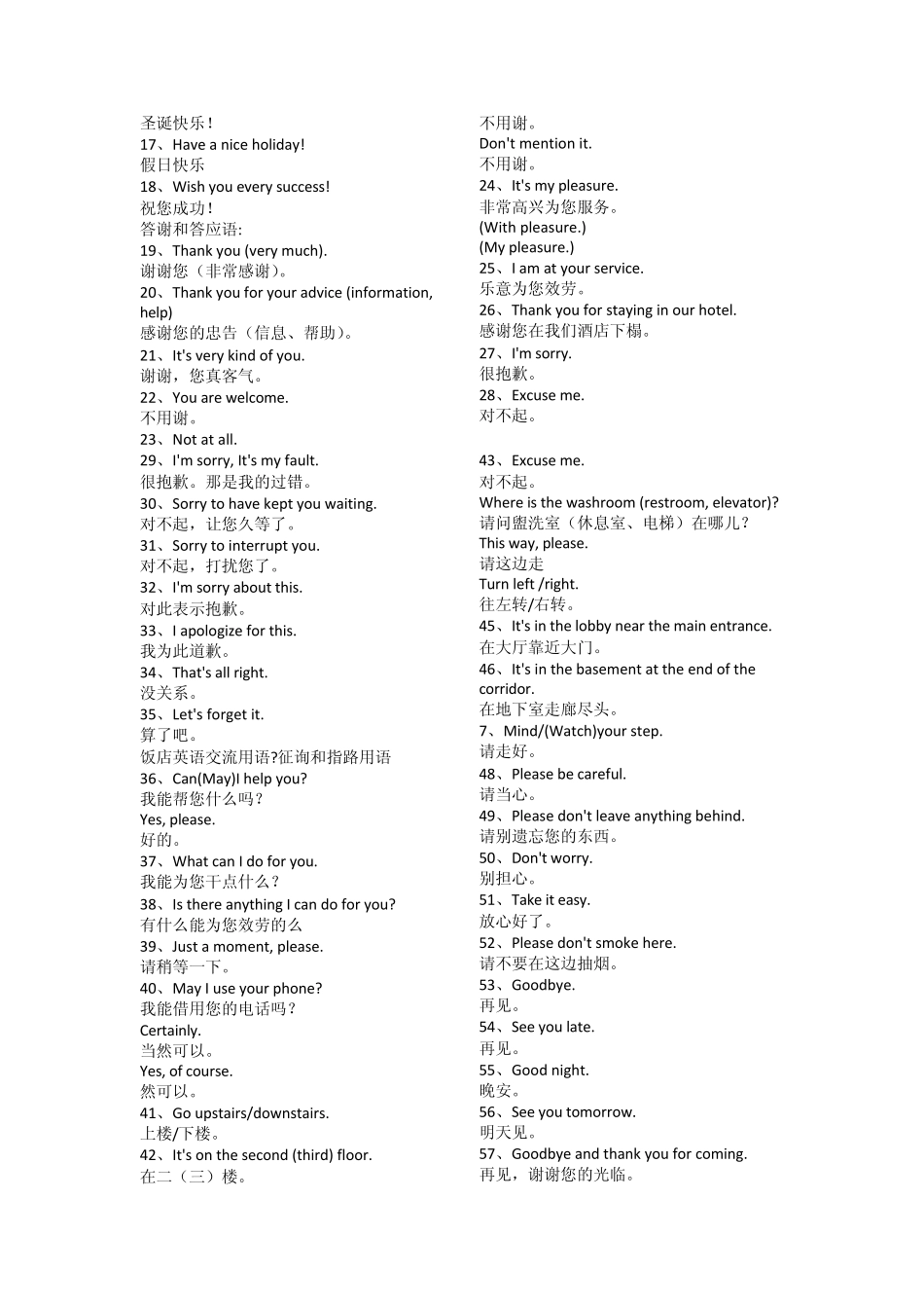 接待类常用英语口语_第3页