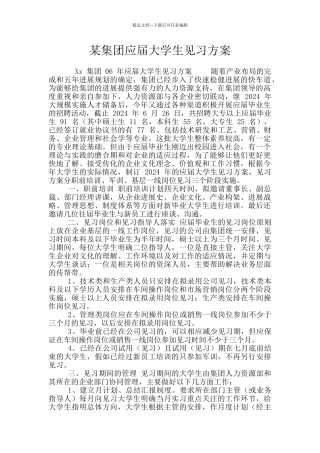 某集团应届大学生见习方案
