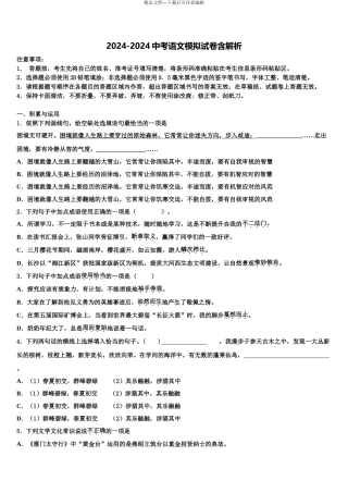 柳州市中考猜题语文试卷含解析