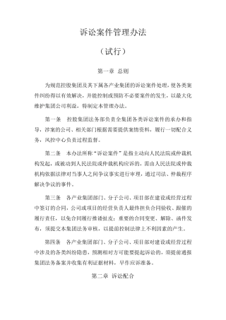 控股集团诉讼案件管理办法