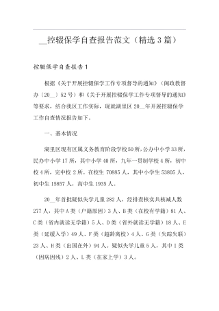 控辍保学自查报告范文(3篇)