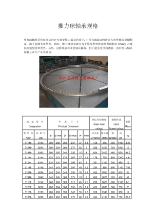 推力球轴承规格