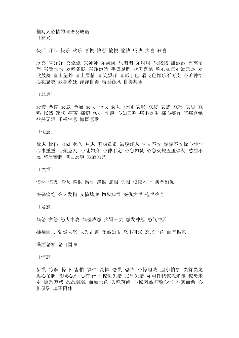 描写人心情的词语及成语2_第1页