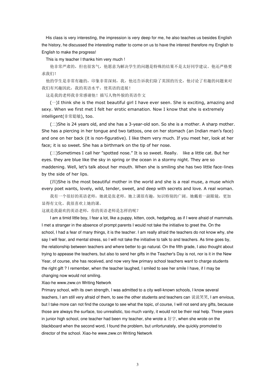 描写人物英语作文11_第3页