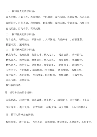 描写春夏秋冬的四字词语资料