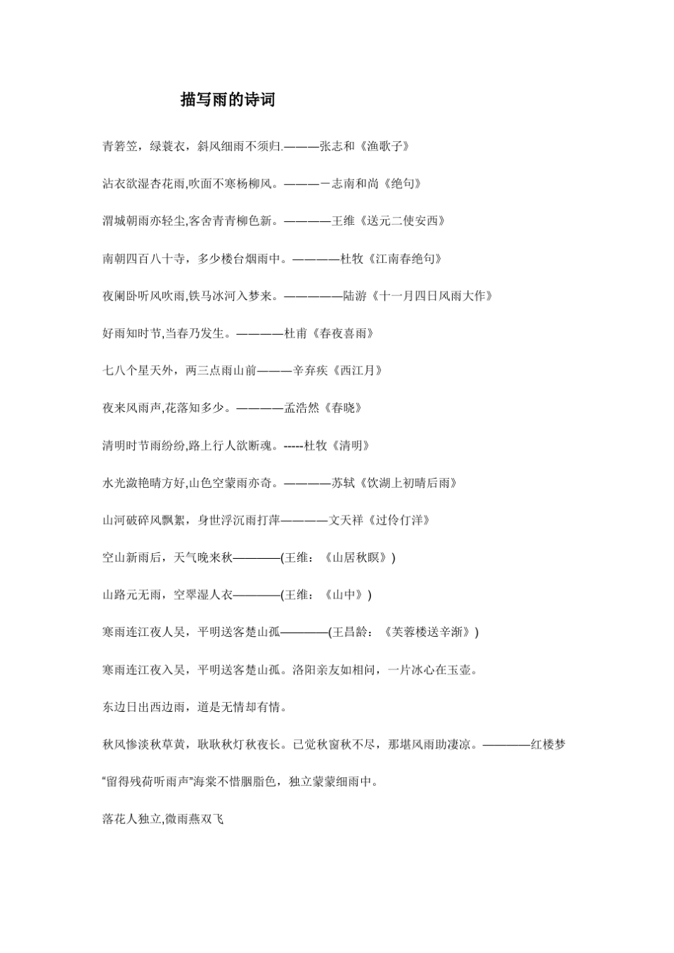 描写雨的诗词_第1页