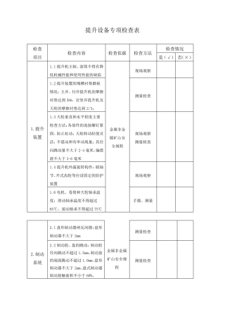 提升设备专项检查表