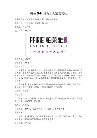 揭秘2014最新十大定制衣柜