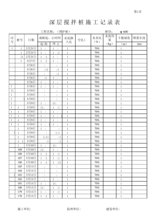 搅拌桩施工记录样表