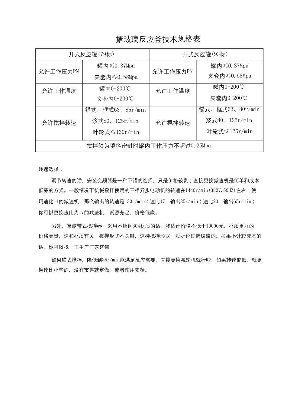 搪玻璃反应釜规格标准表_第1页