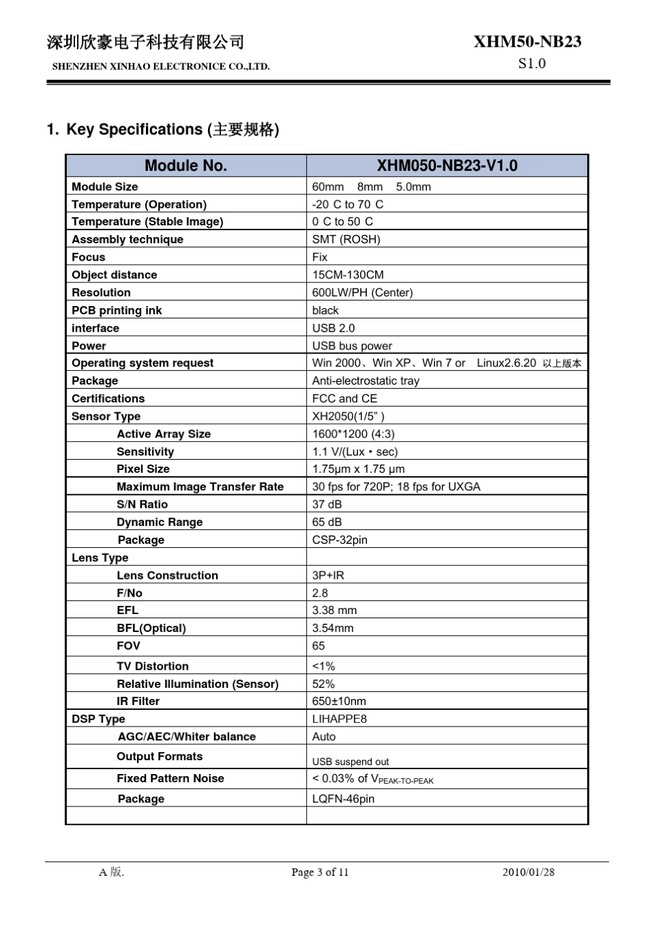 摄像头规格书_第3页