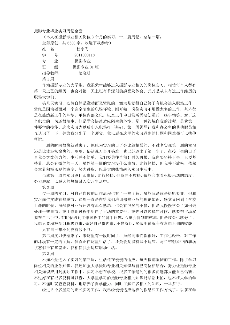 摄影助理实习周记_第1页