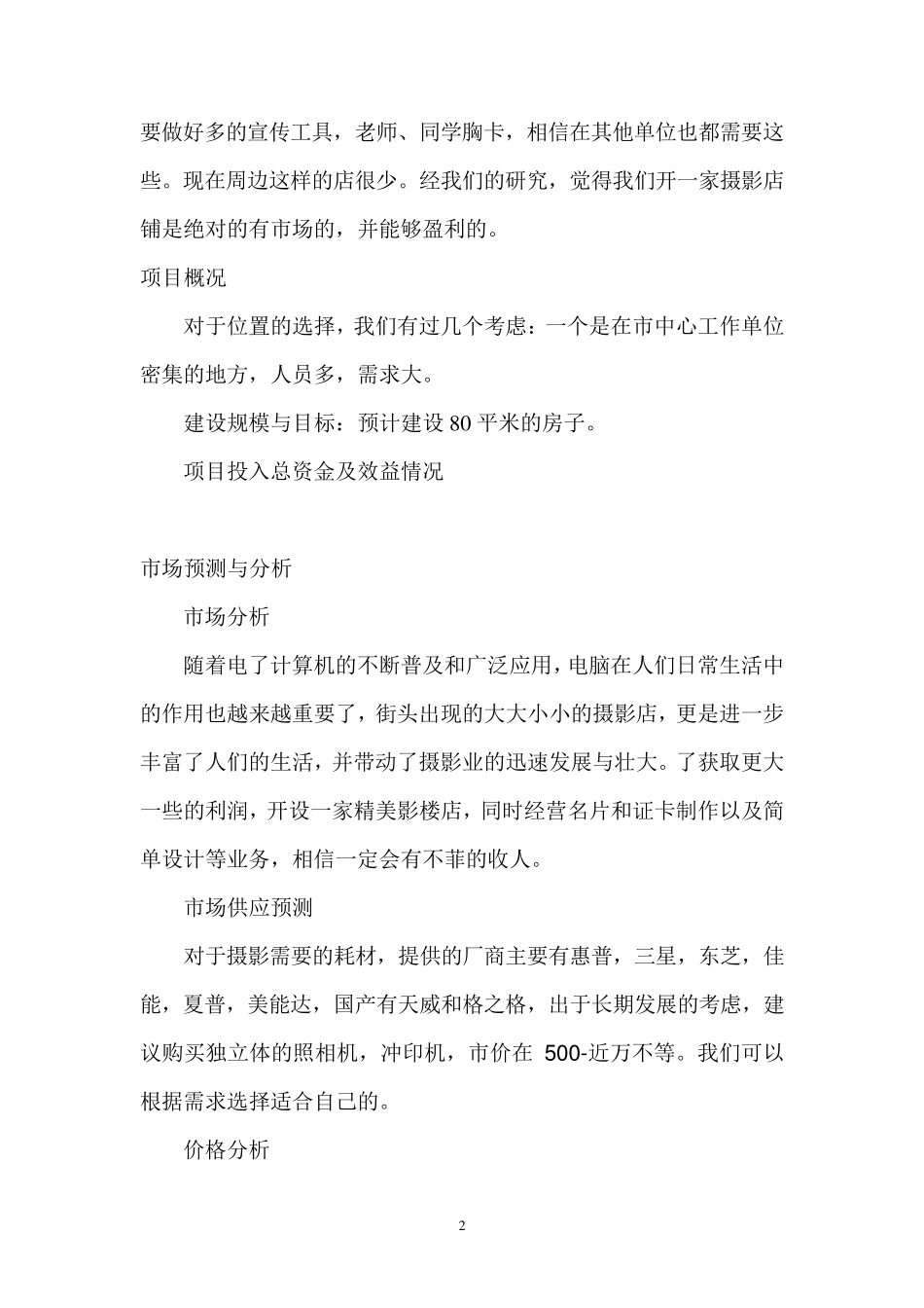 摄影可行性分析报告_第2页