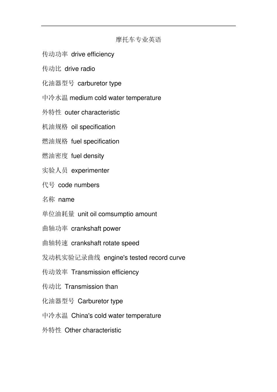 摩托车专业英语_第1页