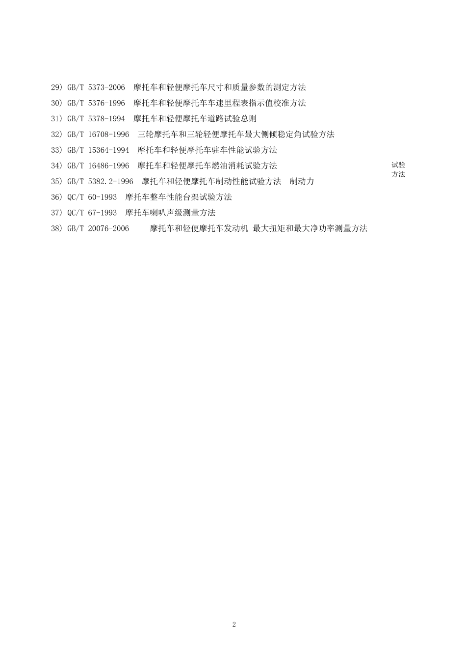 摩托车强制性认证(26项强检)标准及主要技术性能要求精简版(2008412)_第2页