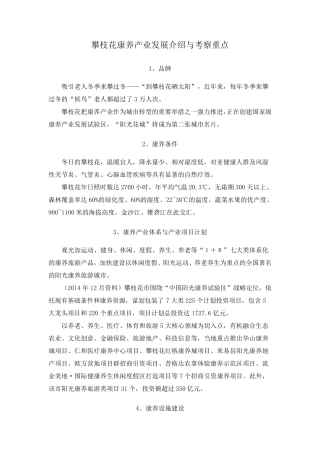 攀枝花康养产业发展介绍与考察重点