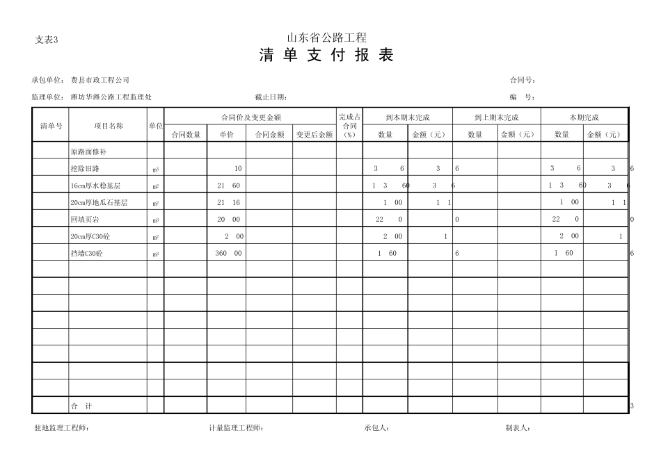 支表3清单支付报表_第1页