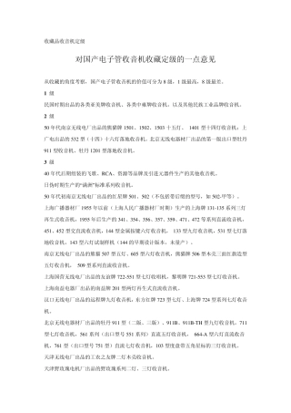 收藏品收音机定级