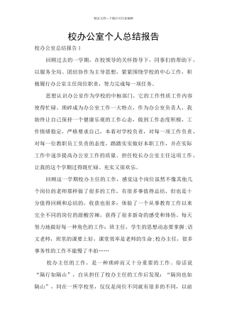 校办公室个人总结报告