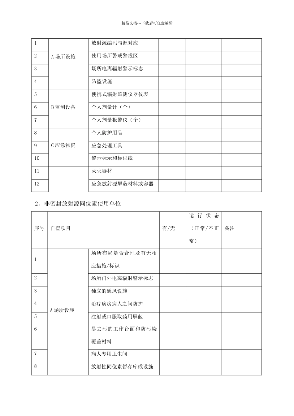 核技术利用单位自查表_第2页