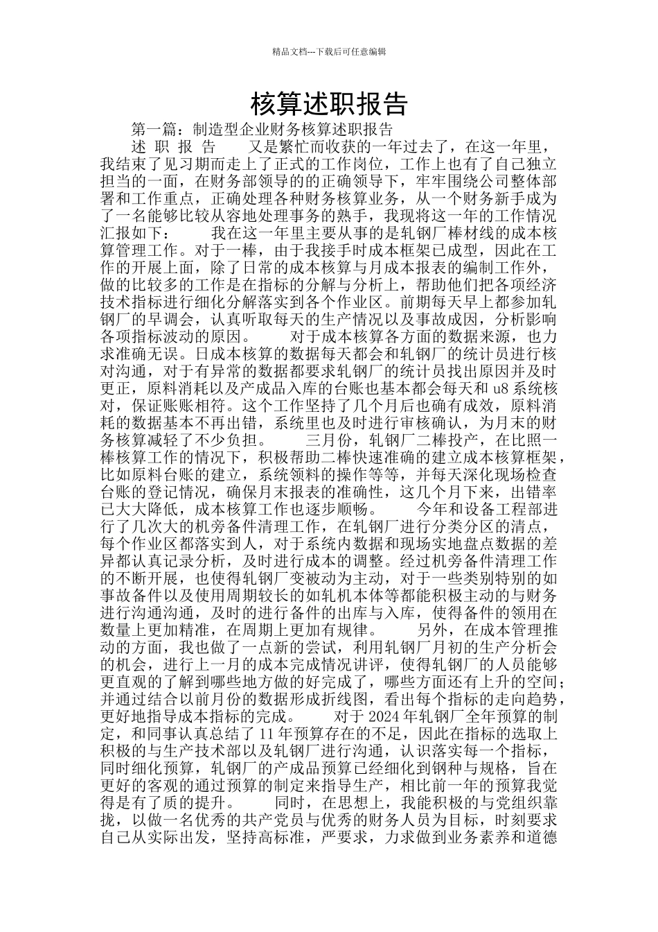 核算述职报告_第1页