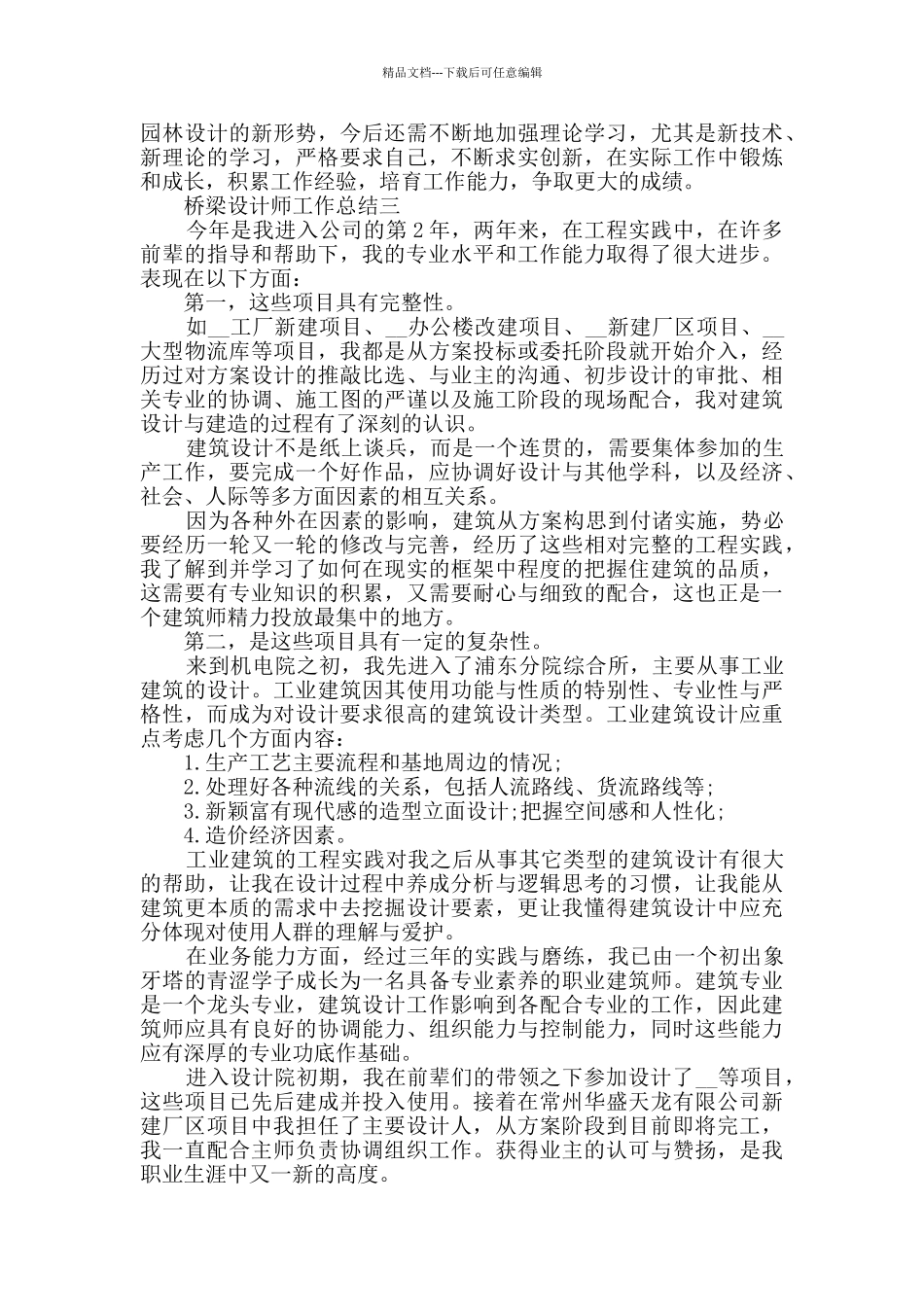 桥梁设计师工作总结2024_第3页