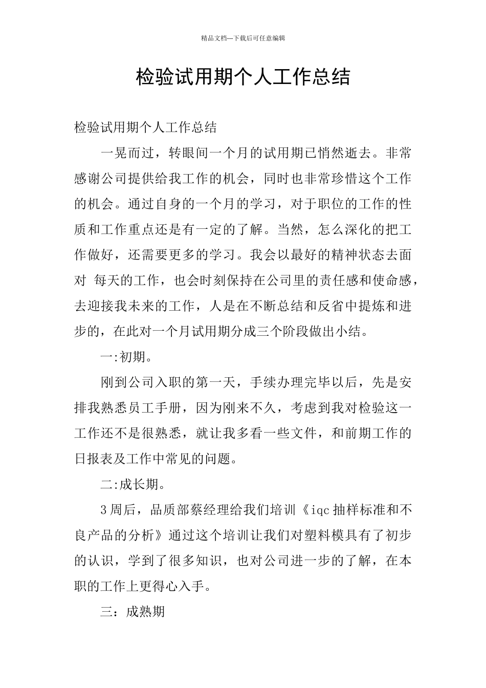 检验试用期个人工作总结_第1页