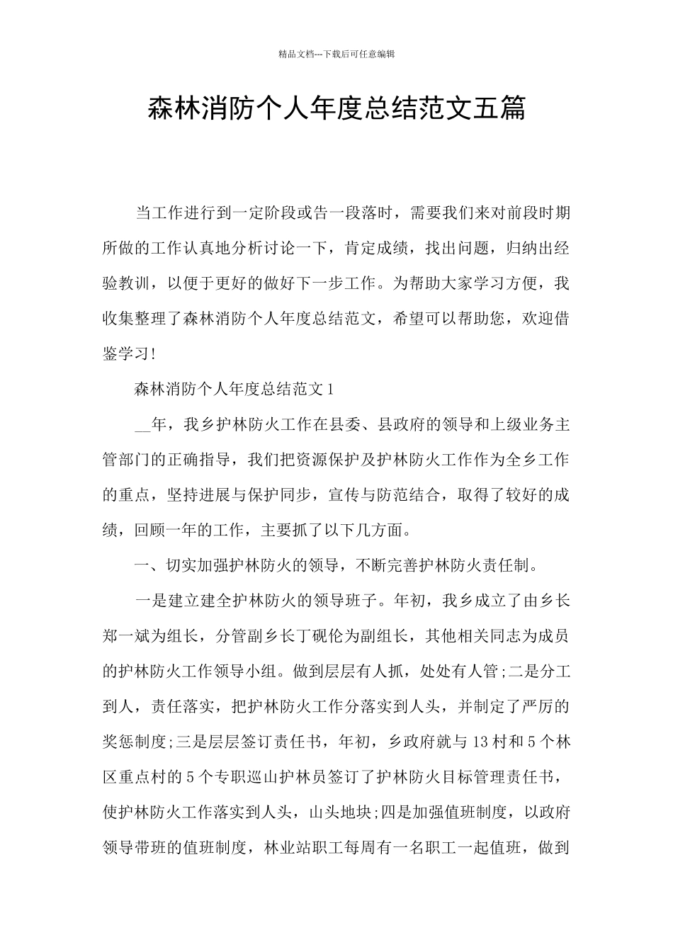 森林消防个人年度总结范文五篇_第1页