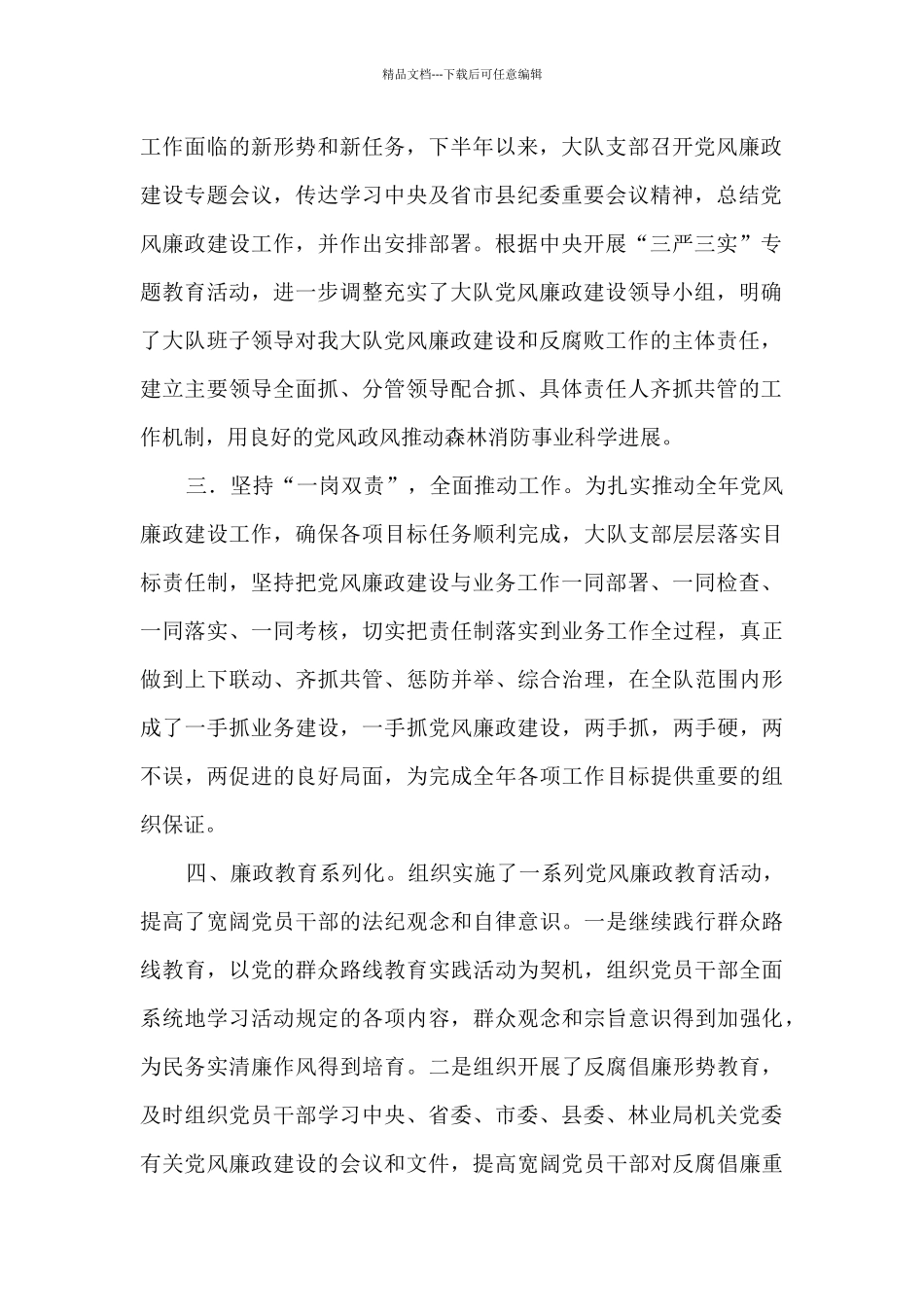 森林消防队党支部党风廉政建设工作总结报告_第2页