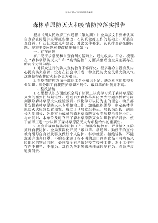 森林草原防灭火和疫情防控落实报告
