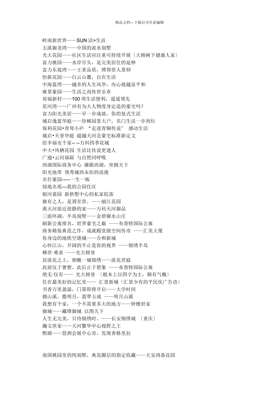 楼盘广告语集萃_第1页