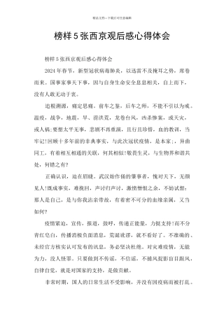 榜样5张西京观后感心得体会