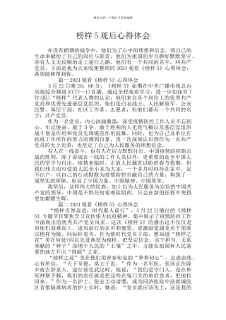 榜样5观后心得体会