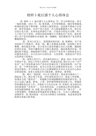 榜样5观后感个人心得体会