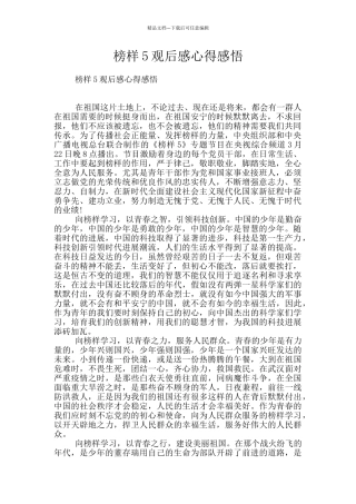 榜样5观后感心得感悟