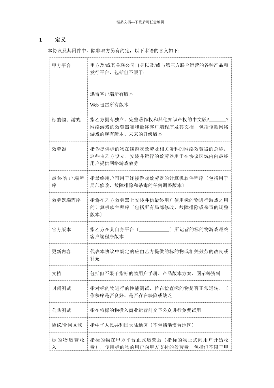 模板：网络游戏联合运营协议_第2页