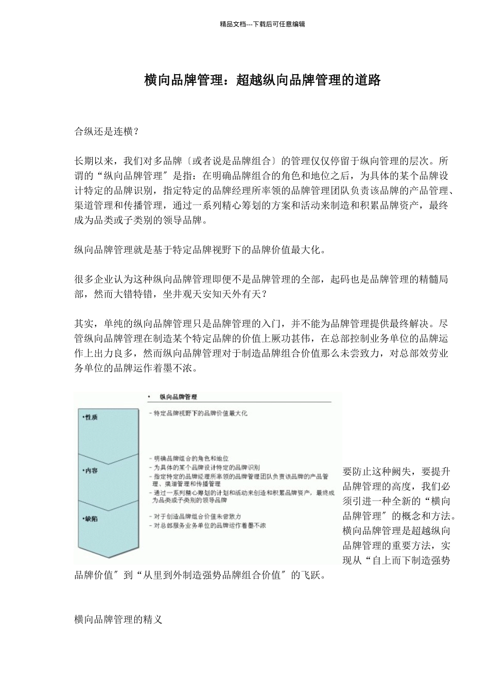 横向品牌管理超越纵向品牌管理_第1页