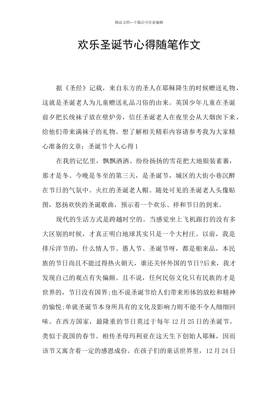 欢乐圣诞节心得随笔作文_第1页