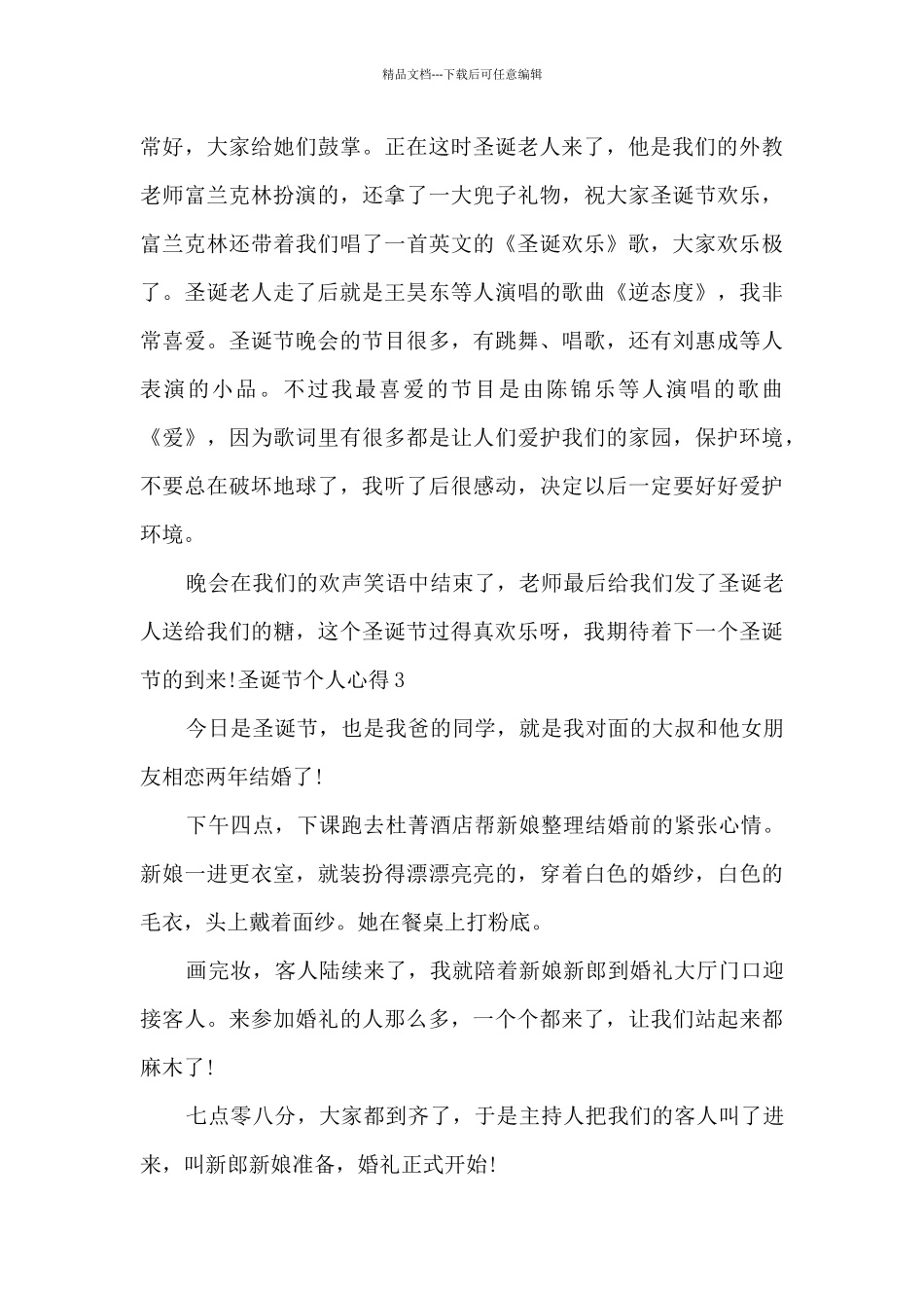 欢乐圣诞节心得随笔作文_第3页