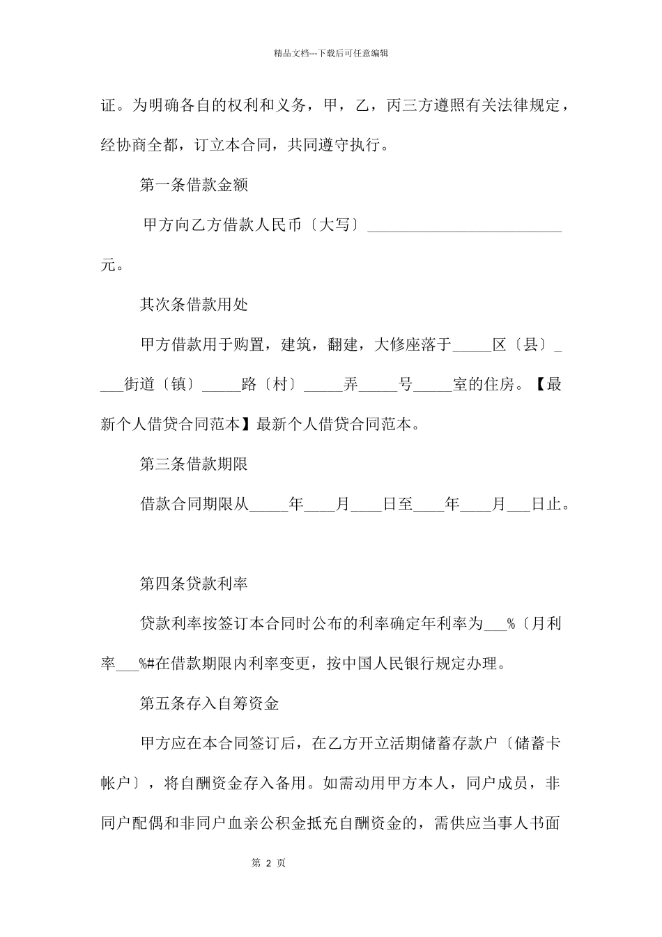 正规的个人借款合同_第2页