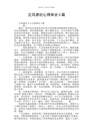 正风肃纪心得体会5篇